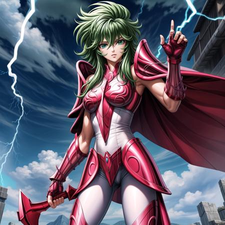 00987-3803018566-masterpiece, best quality, highres, solo, 1girl, saint seiya, green eyes, cloudy sky,fingerless gloves,medium breasts, pauldrons.png